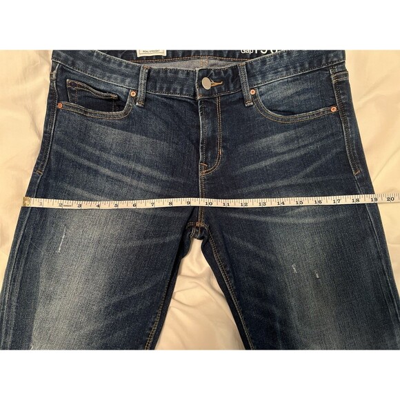 Gap Jeans 1969 Real Straight Distressed Women’s R 29 Dark Blue Denim - Picture 10 of 10